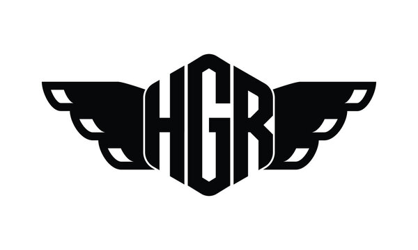 HGR polygon wings logo design vector template.