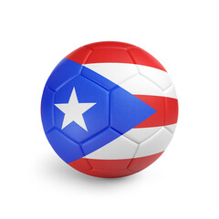 Soccer ball with Puerto Rico team flag, isolated on white background