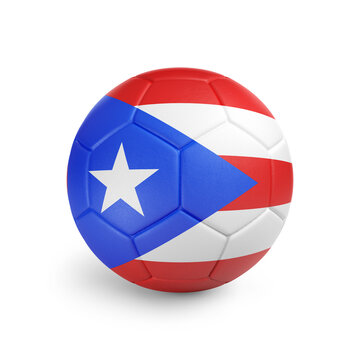 recommend clip art: Soccer ball with Puerto Rico team flag, isolated on white background
