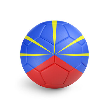 recommend clip art: Soccer ball with Réunion team flag, isolated on white background