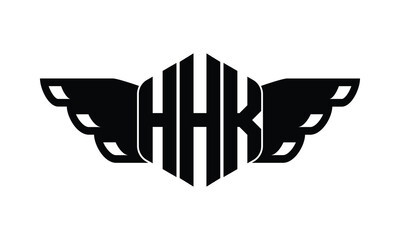 HHK polygon wings logo design vector template.