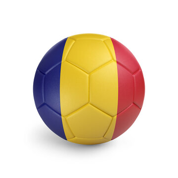 recommend clip art: Soccer ball with Romania team flag, isolated on white background