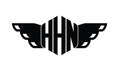 HHN polygon wings logo design vector template.