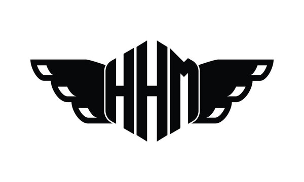 HHM polygon wings logo design vector template.