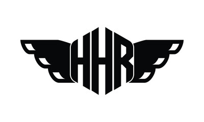 HHR polygon wings logo design vector template.