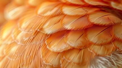Macro shot of a hen's feathered plumage, capturing the intricate patterns and textures of farm poultry. - obrazy, fototapety, plakaty