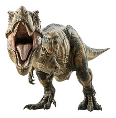Ferocious tyrannosaurus rex roaring with open mouth, cut out - stock png.