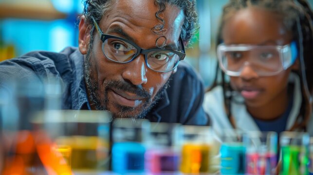Macro shot of a STEM teacher demonstrating an experiment to students, fostering hands-on learning and inquiry-based education.