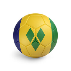Soccer ball with Saint Vincent and The Grenadines team flag, isolated on white background