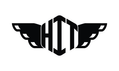 HIT polygon wings logo design vector template.
