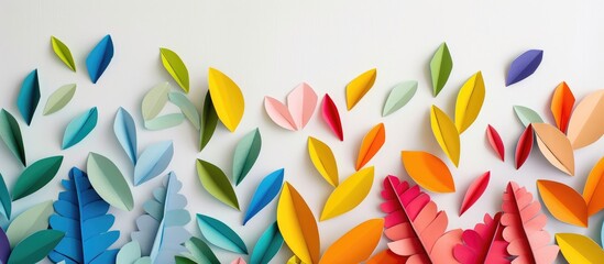 Fototapeta na wymiar Colorful Paper Leaves Craft Style Design 
