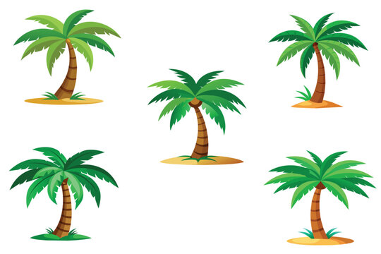 Color image of cartoon palm tree on white background