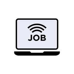 Online Jobs  Icons. Works by System and Network Technology. Hiring by Internet - Vector. 