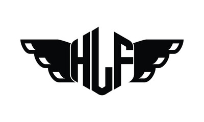 HLF polygon wings logo design vector template.