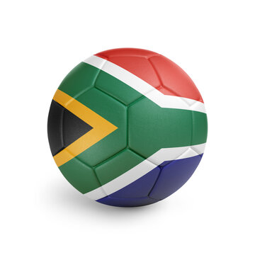 recommend clip art: Soccer ball with South Africa team flag, isolated on white background
