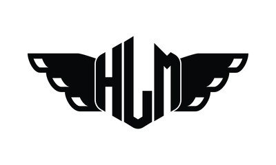 HLM polygon wings logo design vector template.