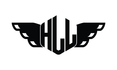 HLL polygon wings logo design vector template.