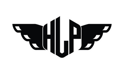HLP polygon wings logo design vector template.