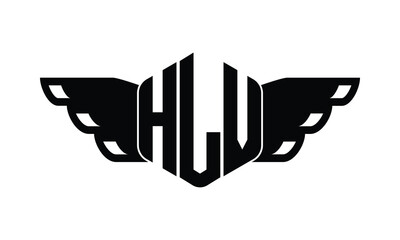 HLV polygon wings logo design vector template.