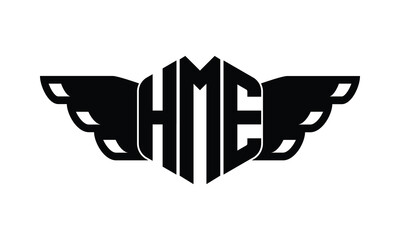 HME polygon wings logo design vector template.