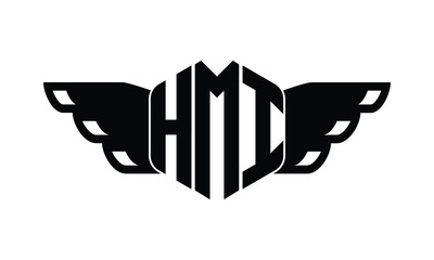 HMI polygon wings logo design vector template.