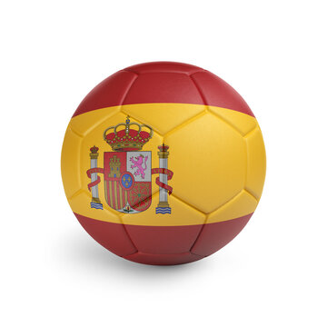 recommend clip art: Soccer ball with Spain team flag, isolated on white background