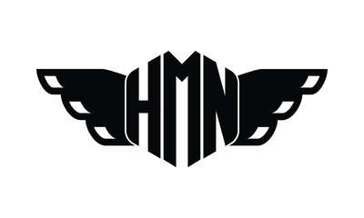 HMN polygon wings logo design vector template.