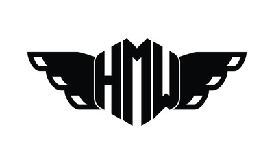 HMW polygon wings logo design vector template.