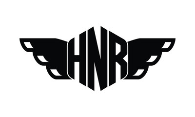 HNR polygon wings logo design vector template.