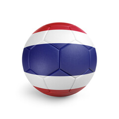Soccer ball with Thailand team flag, isolated on white background