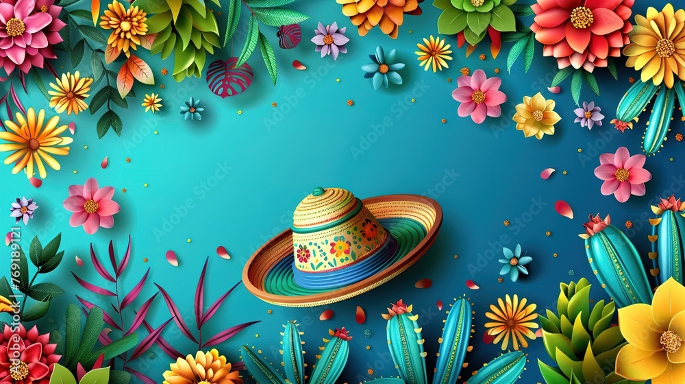 Wall mural Wonderful Flat cinco de mayo background