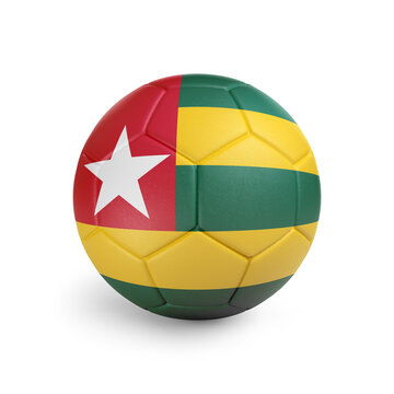 recommend clip art: Soccer ball with Togo team flag, isolated on white background