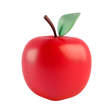 Teachers’ Day and Back to School Graphic Resource: A Simple 3D Render of a Red Apple Fruit Cartoon, Isolated on Transparent Background, PNG