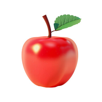 Simple 3D Cartoon Illustration of a Red Apple Fruit: A Back to School and Teachers’ Day Graphic Resource, Isolated on Transparent Background, PNG