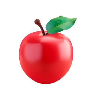 3D Cartoon Illustration of Red Apple Fruit: A Graphic Resource for Teachers’ Day and Back to School, Isolated on Transparent Background, PNG