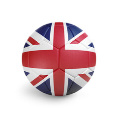 Soccer ball with United Kingdom team flag, isolated on white background