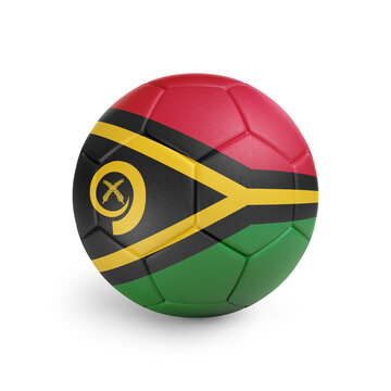 recommend clip art: Soccer ball with Vanuatu team flag, isolated on white background