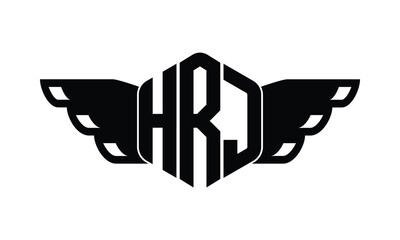 HRJ polygon wings logo design vector template.