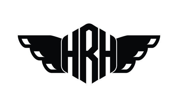HRH polygon wings logo design vector template.