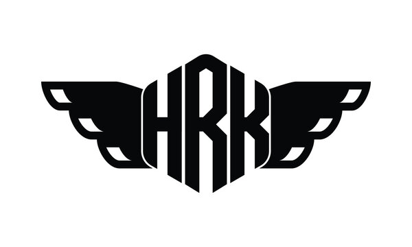 HRK polygon wings logo design vector template.