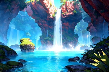 Waterfall in the jungle , 밀림 속 폭포