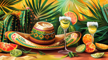 Eyecatching Flat design for cinco de mayo