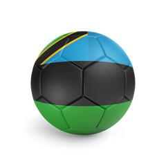 Soccer ball with Zanzibar team flag, isolated on white background