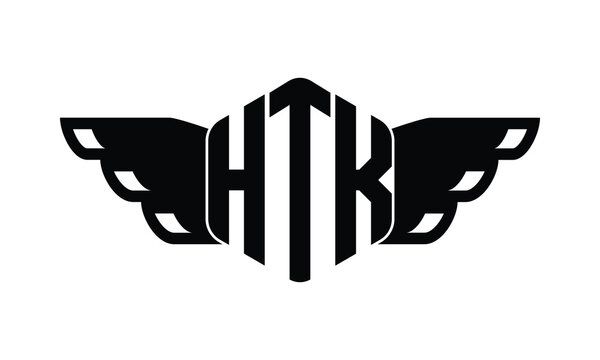 HTK polygon wings logo design vector template.