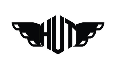 HUT polygon wings logo design vector template.
