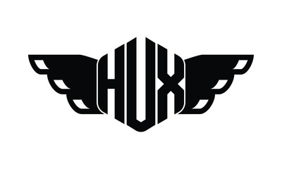 HUX polygon wings logo design vector template.