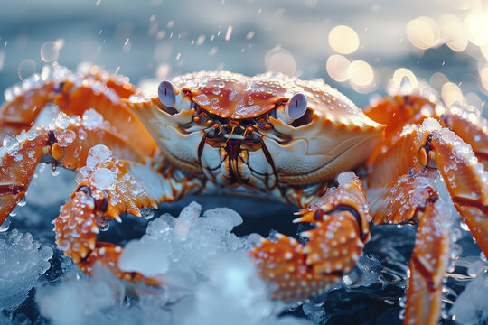 Close Up of Crab on Ice
