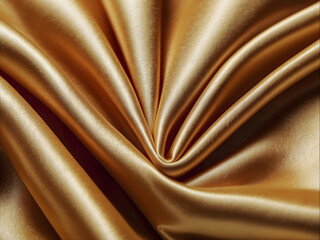 Smooth, elegant, wavy golden silk or satin luxury cloth,