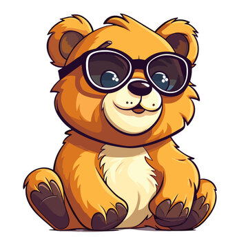 A cartoon bear wearing sunglasses and a smile