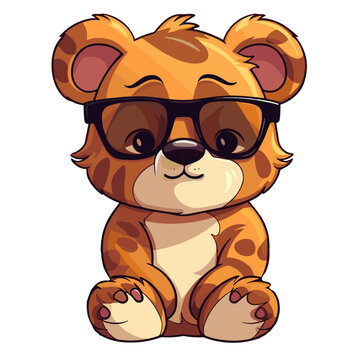A cartoon bear wearing sunglasses and a smile